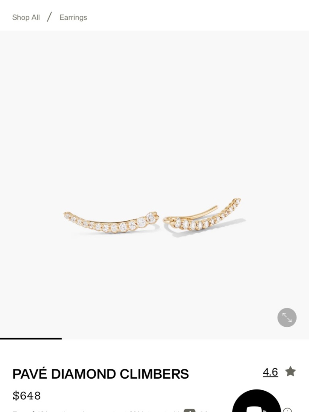 Mejuri (one-right ear) Gold Curved Bar Earring with Subtle Stones